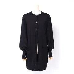 美品　Foxey フォクシー　ロングカーディガン　ニット　ロゴプレート　ブラック 美品 Foxey フォクシー ロングカーディガン ニット ロゴプレート