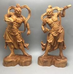 金剛力士像/仁王像/【一対】高さ21センチ 木彫 細密彫刻 - メルカリ