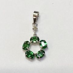 PT900エメラルド0.70ctマーキス5個ペンダントダイヤモンド0.03ct 
