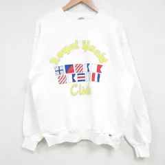 L/古着 長袖 スウェット メンズ 90s ヨットクラブ クルーネック 白 ホワイト 25mar19 中古 スエット トレーナー トップス