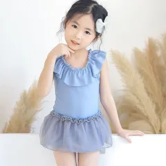 ☆ ブルー ☆ 100cm ☆ 水着 キッズ 女の子 ワンピース 帽子付き yswim5054 水着 女の子 フリル ワンピース水着 ワンピース ワンピ キャップ付き キッズ レースアップ かわいい 子供 子ども こども 女児 スイムウェア 温泉 幼稚園