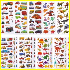 【新着商品】SANNIX 48シート 子供シール ご褒美シール 車 大量 乗り物シール ぷくぷくシール ごほうびシール 恐竜 シール 手帳シール 乗り物と恐竜