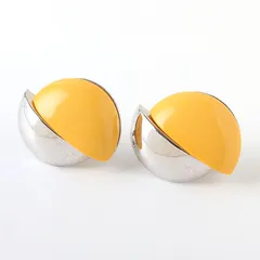 MOF25047 未使用 Courreges クレージュ イヤリング イエロー×シルバー 大ぶり アクセサリー Courrèges