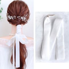 【 ホワイト 】ベロアリボン ヘアリボン 結婚式