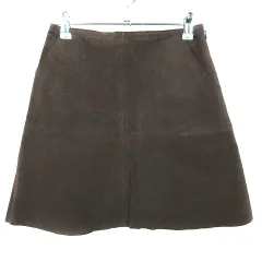 レイビームス Ray Beams The Way of Chic スカート 台形 ミニ サイドファスナー 薄手 フェイクスエード 無地 0 茶 ブラウン ボトムス /T2