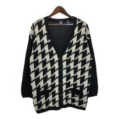 90年代 GAP ギャップ ウール ニット カーディガン 総柄 ブラック(レディース L)中古 古着 U3551