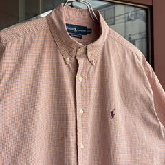90〜00s Ralph Lauren チェックシャツ　オレンジ