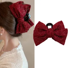 【特価】HAPVITAL バンスクリップ ヘアクリップ オフィス シンプル ヘアアクセサリー 髪留め 髪飾り クリップ 大きめ 韓国風 オフィス 贈り物 レディース用 おしゃれ (赤い)