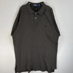 古着 90's/90年代 ポロバイラルフローレン Polo by Ralph Lauren 鹿の子 半袖 ポロシャツ ロゴ 刺繍 2ボタン 大きいサイズ XXL  グレー 無地 メンズ