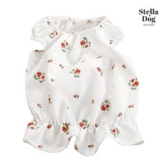 【閉店セール全品半額】小花柄ワンピース　白　ホワイト　犬服　ドッグウェア　春夏