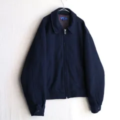 90s J.CREW ウール ジャケット / XL ナイロン ネイビー ジップアップ ブルゾン USA ビンテージ O4-11050-9264