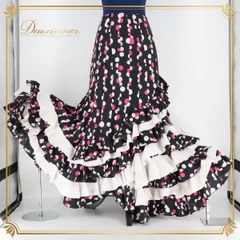 【美品 フラメンコ衣装】ブラウン ファルダ スカート ボランテ フリル 茶色 000000006566_smOD2yR.jpg
