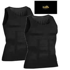 【特価セール】[DREAMPARTY] 【理学療法士監修】 加圧シャツ 加圧インナー メンズ タンクトップ インナーシャツ 強圧 【2枚組】 加圧 インナー 筋トレ インナーマッスル トレーニング ブラック 黒