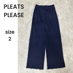PLEATS PLEASE プリーツプリーズ イッセイミヤケ ストレートパンツ PP04-JF643 ネイビー サイズ2
