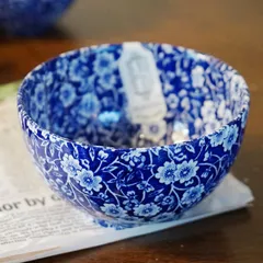 バーレイ　【ファースト品】ブルーキャリコ　ミニフットボウル　12cm バーレイ 【ファースト品】ブルーキャリコ ミニフットボウル