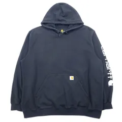 Carhartt ORIGINAL FIT プルオーバーパーカー 2XL ブラック コットン 裏起毛 袖ロゴ MIDWEIGHT HOODED LOGO SWEATSHIRT K288 メキシコ製