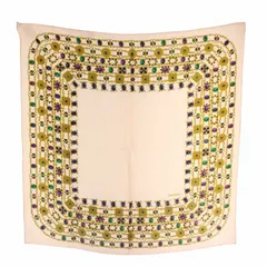 CHANEL 大判 スカーフ グリポア ジュエリー柄 ヴィンテージ CHANEL シャネル グリポワガラスジュエリー柄 シルクスカーフ