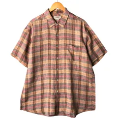 古着 90年代 ジェイクルー J.Crew チェック柄 半袖 リネンシャツ メンズXL相当 ヴィンテージ/eaa566906
