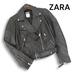 ZARA ザラ trf outer wear 秋冬★ 羊革 リアル ラム レザー ダブル ライダース ジャケット Sz.S　レディース 黒