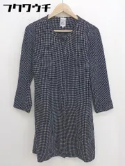 ◇ Techichi テチチ 総柄 長袖 ノーカラー コート サイズM ネイビー アイボリー系 レディース  【中古】 【1111290005848】