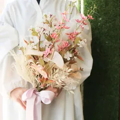 人気カラーのブーケ　ブートニア付き　桜　蘭　結婚式　パーティー　フォトウェディング