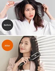 MiroPure ヒートブラシ MAX230* 6段階温度調節 ブラシアイロン 電熱 ヘアブラシ 60秒間急速加熱 マイナスイオン 静電気防止 温度ロック機能 火傷防止 ポータブル 軽量 海外対応 360度回転コード 内巻き 外巻き 母の日