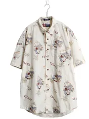 【お得なクーポン配布中!】 90s チャップス ラルフローレン 半袖 ボタンダウン シャツ メンズ L / オールド ポロ アロハ ハワイアン リゾート イラスト マルチカラー