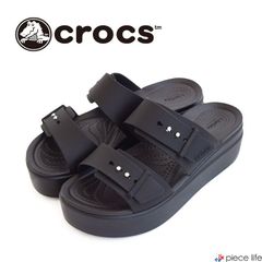 正規取扱店 crocs クロックス ブルックリン サンダル ロー ウェッジ ウィメン WOMEN'S BROOKLYN SANDAL LOW WEDGE サンダル 厚底 レディース ライトライド  黒 ブラック 207431