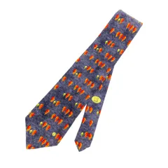dunhill ダンヒル ネクタイ  総柄/シルク100％   シルク100％ ネイビー/オレンジ メンズ / 240001155095