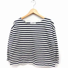 アーバンリサーチ ドアーズ URBAN RESEARCH DOORS ボーダー柄 バスクシャツ カットソー 9分袖 半端袖 丸首 ワイド 綿 ONE アイボリー 白 ブラック 黒 /FT32