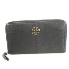 トリーバーチ TORY BURCH 長財布 ロングウォレット 小銭入れあり ラウンドファスナー レザー 革 シボ革 ロゴ 黒 ブラック /CK25 ■GY18のサムネイル