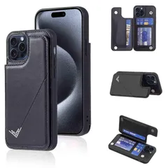 【特売】【Anrek】新型 APPLE iPhone 15 6.1 inch docomo/au/SoftBank/楽天モバイル (6.1インチ ）用 背面 カードケース 手帳型 ランヤード付 背面カバー （ ブラック ）アップル アイフォン15 スマホケース