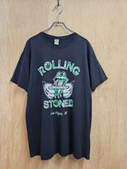 【US古着】FRUIT OF THE LOOM Rolling Stone T-shirt | フルーツオブザルーム ローリングストーン ユニーク エジートリッピー デザイン プリント 半袖 バンT ブラック M