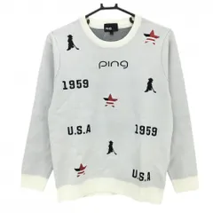 【超美品】ピン セーター 白×黒 前身頃総柄 星 ニット レディース M ゴルフウェア 2024年モデル PING