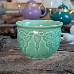 中国古美術品　清の時代　青磁　哥窯　茶盃　2客 1000-nc-163-2df2.jpg