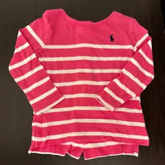 【18M(85/52)】ラルフローレン 白 ピンク ボーダー ロンT【Ralph Lauren】