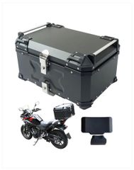 【新品】バイク用リアボックス 黒65L 1個☆防水 バックレスト付き 耐腐食性 クッション性　アルミニウム合金
