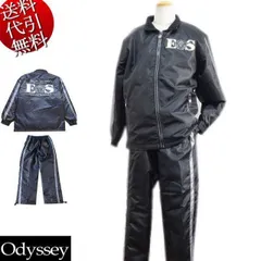 2023年秋冬物新作【ビッグ有】Odyssey/オデッセイ【送料無料】ヘリンボーン柄 ナイロン風合 ワッペン風 ロゴ刺繍 中綿 総裏 ジップアップジャケット 長袖長パンツ上下セットアップスーツ SETUP 黒 M/L/LL/3L(4Lまで対応)【smtb-k】
