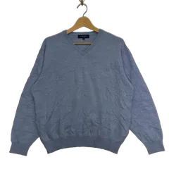 BURBERRY LONDON バーバリーロンドン ニット セーター Vネック 長袖 ワンポイント刺繡 5サイズ ライトブルー