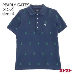 PEARLY GATES パーリーゲイツ 半袖ポロシャツ 刺繍 総柄 ネイビー系 4 [240101149855]#