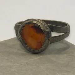 指輪 リング オレンジ シンプル 12号 インディアンジュエリー シルバー 70 ブラス 30 アクセサリー ビンテージ 50s ~ 60s 70s 80s ナバホ族 サントドミンゴ族 天然石 メンズ レディス 一点物 アンティーク   500 p20/
