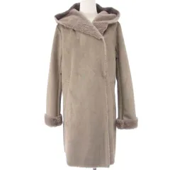 ミッシェルクラン MICHEL KLEIN フェイクムートンコート フード 裏毛 ベージュ 38 M位 アウター ■GY18