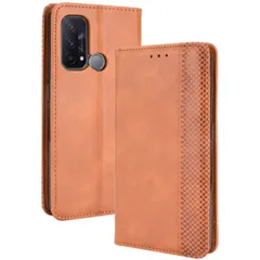 OPPO Reno5 A ケース 手帳 リノ5a  チェック柄 合革 レトロ 手帳 ケース 【Color】 キャメルのサムネイル
