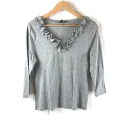 タルボット TALBOTS カットソー 長袖 フリル Vネック 綿 タグ付き グレー Lサイズ 941293のサムネイル