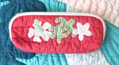 在庫一掃セール!!シンプルペンケース 　ハイビスカス 　ホットピンク　 ハワイアンキルト ポーチ