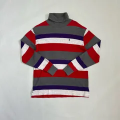 90s USA製 ラルフローレン　ボーダー　ロンT タートルネック　ポニー刺繍ロゴ Polo by Ralph Lauren T777 D3