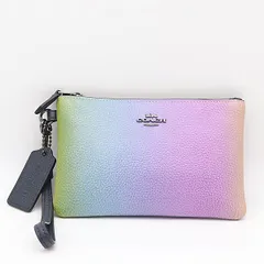 美品 コーチ ポーチ リストレット レザー マルチケース 小物入れ レインボーグラデーション 72893G レディース 2000000 SGN NSK