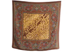 【お得なクーポン配布中!】 イタリア製 総柄 スカーフ 正方形 レディース ストール 古着 ヒョウ柄 アニマル ペイズリー柄 プリント マルチカラー レトロ アクセサリー