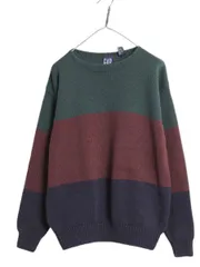 【お得なクーポン配布中!】 90s OLD GAP ボートネック コットン ニット セーター メンズ M / 紺タグ 90年代 オールド ギャップ リブ編み トリコロール ボーダー 無地