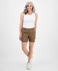 【送料無料】 スタイルアンドコー レディース ハーフパンツ・ショーツ ボトムス Women's Comfort-Waist Cargo Shorts Regular & Petite Created for Macy's Tobacco Tan